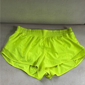 Lululemon Hotty Hot Low-Rise Lined Shorts 2.5" Neon Yellow Size 12